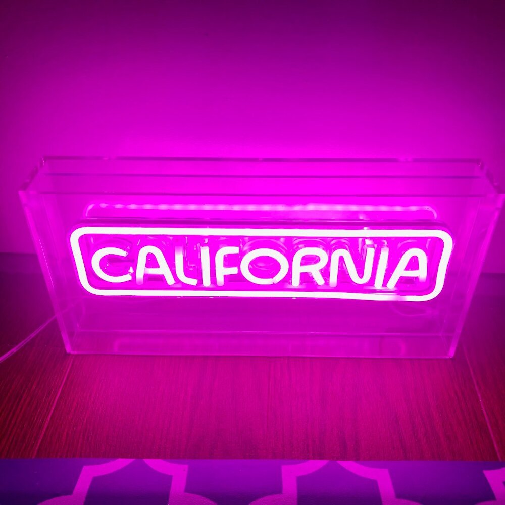 CALIFORNIA Sign Light Acrylic Box Desk Table Lamp Party Decor Electric